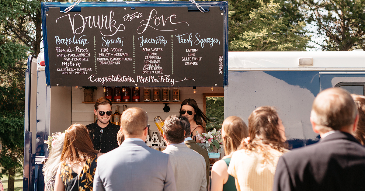 The Owners Of Bar Sip Bar Serve Up Custom Cocktails For Wedding Guests Out Of Their Mobile Bar