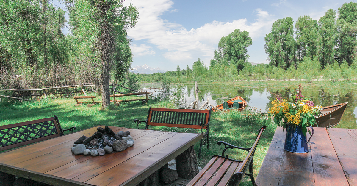 This Seating Arrangement At Tipi Camp Offers Riverside Elegance For Weddings and Special Events In Jackson Hole